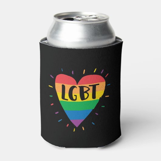 LGBTレインボーハート 缶クーラー (缶正面)