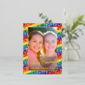 LGBTレインボーフラッグカスタムクロス写真クリスマス 箔シーズンポストカード (立ち正面)