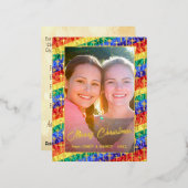 LGBTレインボーフラッグカスタムクロス写真クリスマス 箔シーズンポストカード (正面/裏面)