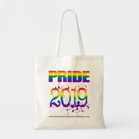 LGBTレインボーフラッグカラー文字LGBTQゲイプライド2019 トートバッグ (正面)