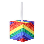 LGBTレインボーフラッグゲイプライドフラグカスタム文字レトロ キューブオーナメント (裏面アングル)