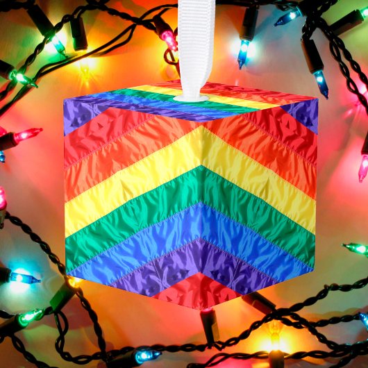 LGBTレインボーフラッグゲイプライドフラグカスタム文字レトロ キューブオーナメント