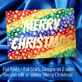 LGBTレインボーフラッグスターメリークリスマスモダンシック 箔シーズンカード