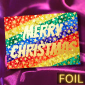 LGBTレインボーフラッグスターメリークリスマスモダンシック 箔シーズンカード