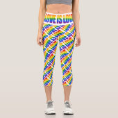 LGBTレインボーフラッグ文字パターンゲイプライドLGBTQ カプリレギンス (正面)