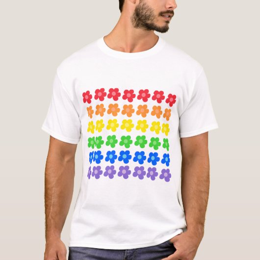 LGBTレインボーフラワーズゲイプライドデザイン Tシャツ (正面)