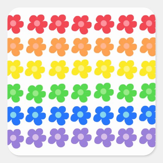 LGBTレインボーフラワーズゲイプライド自由と平等 スクエアシール (正面)
