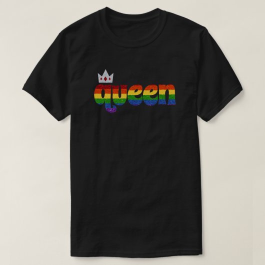 LGBTレインボープライドグリッター女王 Tシャツ (デザイン正面)