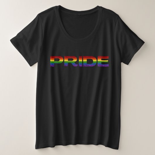 LGBTレインボープライドグリッター プラスサイズTシャツ (デザイン正面)