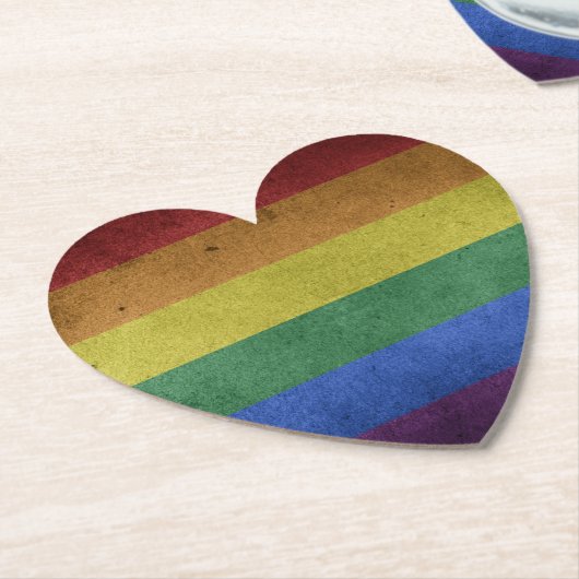 LGBTレインボープライドフラグレトロスタイル ペーパーコースター (アングル)