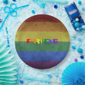 LGBTレインボープライドフラグレトロスタイル ペーパープレート (パーティー)