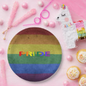 LGBTレインボープライドフラグレトロスタイル ペーパープレート (パーティー)