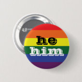 LGBTレインボープライドフラッグ代名詞ボタン彼/彼 缶バッジ (正面&裏面)