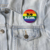 LGBTレインボープライドフラッグ代名詞ボタン彼/彼 缶バッジ (インサイチュ)
