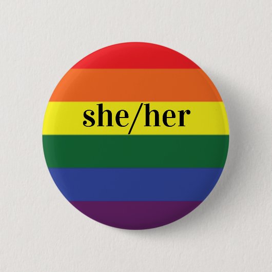 LGBTレインボープライドフラッグ代名詞ボタン 缶バッジ (正面)