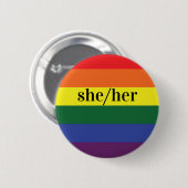 LGBTレインボープライドフラッグ代名詞ボタン 缶バッジ (正面&裏面)