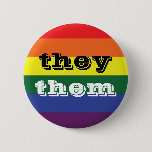 LGBTレインボープライドフラッグ代名詞ボタン 缶バッジ (正面)