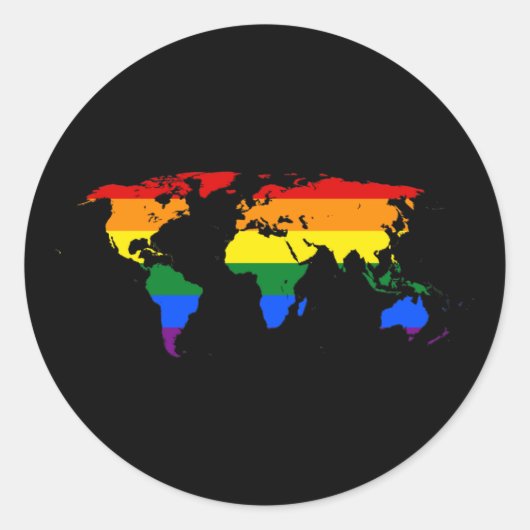 LGBTレインボープライド世界地図 ラウンドシール (正面)