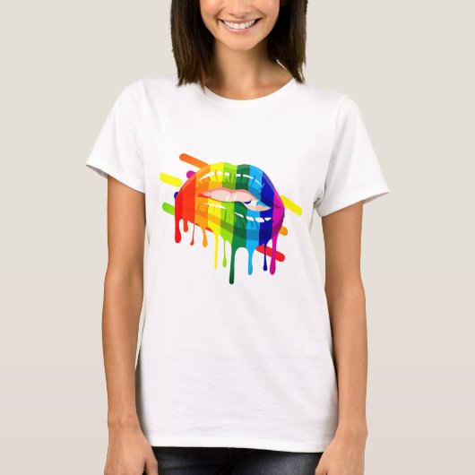LGBTレインボーリップアートTシャツ Tシャツ (正面)