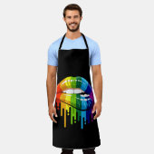 LGBTレインボーリップゲイプライド エプロン (着用した状態)