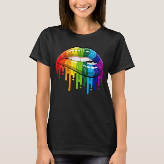 LGBTレインボーリッププライドゲイ同性愛レズビアン Tシャツ (正面)