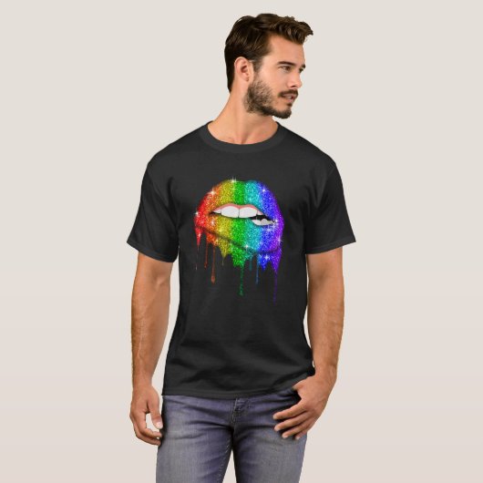 Lgbtレインボーリッププライドゲイ同性愛レズビアンT Tシャツ (正面フル)