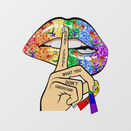 LGBTレインボーリップ ウィンドウサイン (シート)