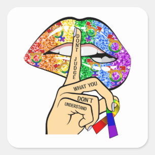 LGBTレインボーリップ スクエアシール