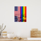 LGBTレインボー国旗の反射ラリー・バナー ポスター (キッチン)