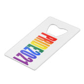 LGBTレインボー国旗の色LGBTQゲイプライド2021 クレジットカード栓抜き (正面アングル)