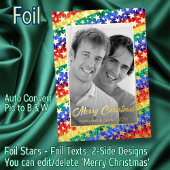 LGBTレインボー国旗の金ゴールドが白黒の写真をスター 箔シーズンカード