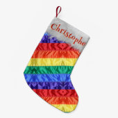LGBTレインボー国旗ゲイプライドパーソナライズされた国旗の名前 スモールクリスマスストッキング (正面 (吊り時))