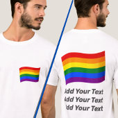 LGBTレインボー飛んでいるフラッグ文字フロントとバックプリント Tシャツ