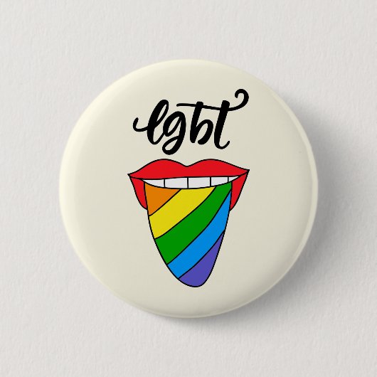 LGBTレインボー·タング 缶バッジ (正面)