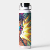 LGBTレズビアンモホークのアッパーカットポップ・アートのアート ウォーターボトル (背面)