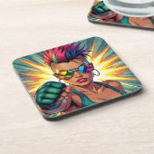 LGBTレズビアンモホークのアッパーカットポップ・アートのアート コースター (左側)