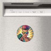 LGBTレズビアンモホークのアッパーカットポップ・アートのアート マグネット (インサイチュ (食洗機))