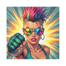 LGBTレズビアンモホークのアッパーカットポップ・アートのアート メタルプリント