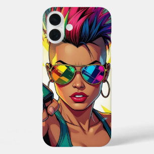 LGBTレズビアンモホークのアッパーカットポップ・アートのアート iPhone 16 PLUSケース