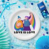 LGBTレズビアンラブイズラブプライドガールズイラストレーション ペーパープレート (パーティー)