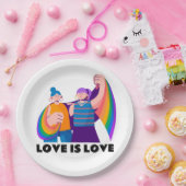 LGBTレズビアンラブイズラブプライドガールズイラストレーション ペーパープレート (パーティー)