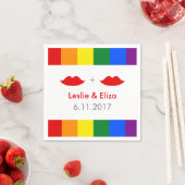 LGBTレズビアンリップレインボー結婚ズ スタンダードカクテルナプキン (インサイチュ)