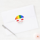 LGBTレズビアンリップレインボー結婚ズ ラウンドシール (封筒)
