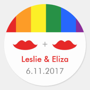 LGBTレズビアンリップレインボー結婚ズ ラウンドシール