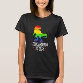 LGBTレズビアンレズボアウルスレックス恐竜レインボーブラ Tシャツ (正面)