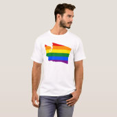 LGBTワシントンUS州旗の地図Tシャツ Tシャツ (正面フル)