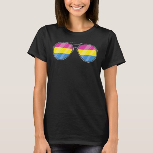 LGBT同性愛者パンセクシュアリティフラッグサングラスパンプライド Tシャツ (正面)