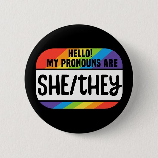 LGBT名タグ非バイナリ代名詞She They 缶バッジ (正面)