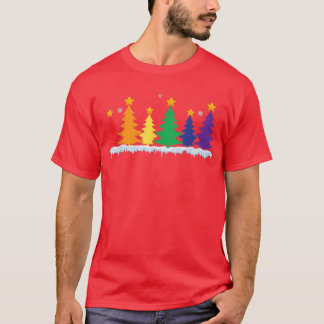 LGBT国旗のクリスマスツリーメリークリスマスゲイLGBTプライド Tシャツ