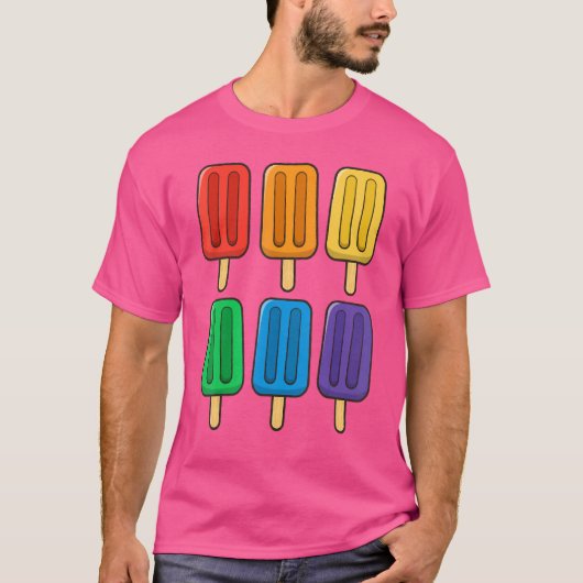 Lgbt国旗のポピックス7月4日Popsiclesアメリカ国旗in Tシャツ (正面)